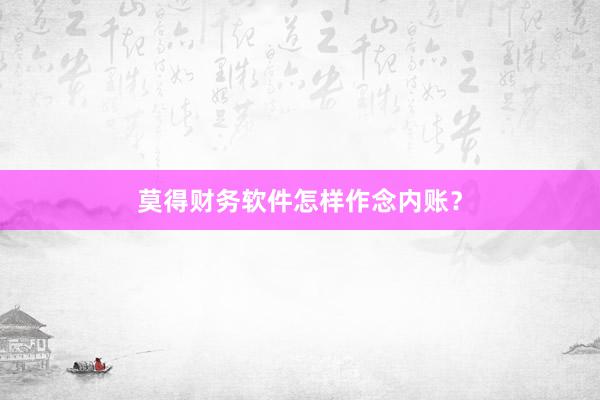 莫得财务软件怎样作念内账？